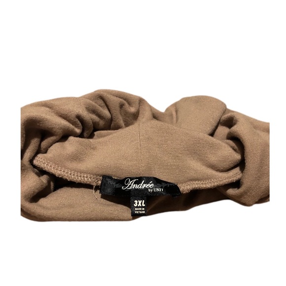 🌞 Andree by unit tan Turtleneck sweater lace up bk Extra Long Super Soft SZ 3X - Picture 2 of 3
